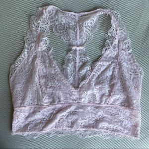 Pink scalloped lace bralette large